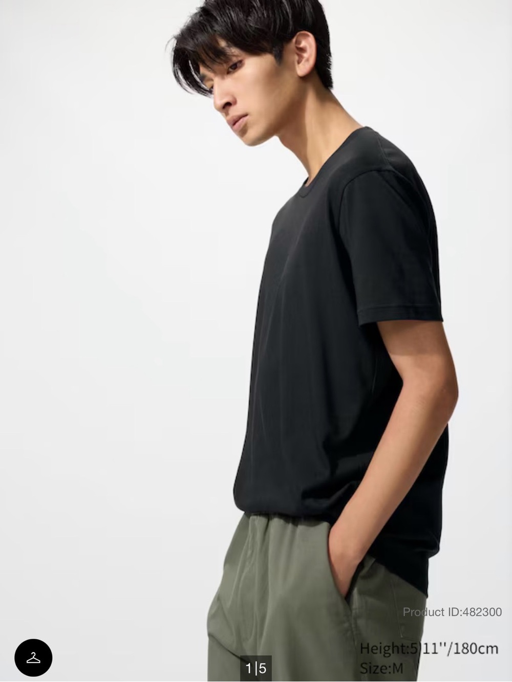 Uniqlo Men Short Sleeve Crew Neck T-Shirt - Black